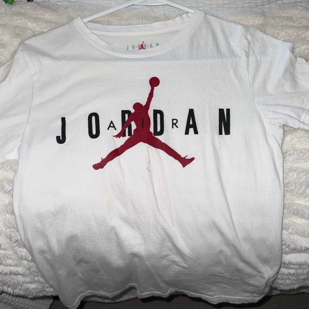 Jordan White Tee with Red Jumpman Logo